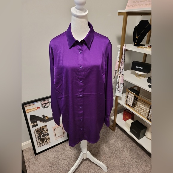 Ralph Lauren Classic Fit Satin Charmeuse Shirt NWT 1X - Picture 5 of 10